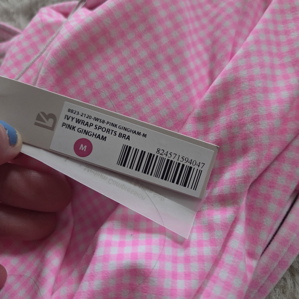 BuffBunny Pink Gingham Sports Bra - Picture 2 of 4